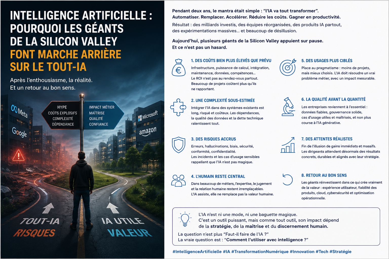 Illustration de l'article Intelligence artificielle : pourquoi les géants de la Silicon Valley font marche arrière sur le tout-IA
