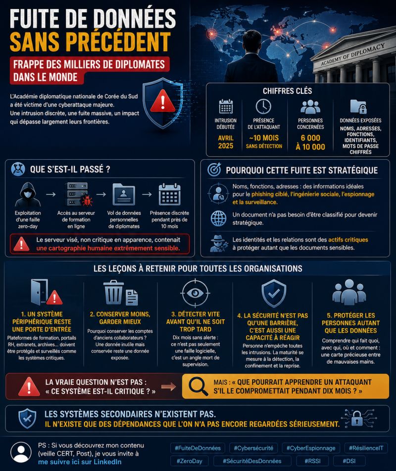 Illustration de l'article Une fuite de données diplomatiques rappelle une règle simple : les systèmes périphériques ne sont jamais secondaires