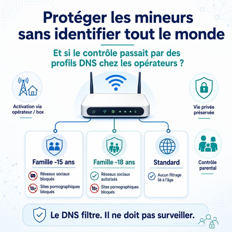Illustration de l'article Et si la protection des mineurs passait par le DNS plutôt que par l’identification de tous les internautes ?